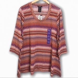 Premise Multi Color Zig Zag Knit Top XXL